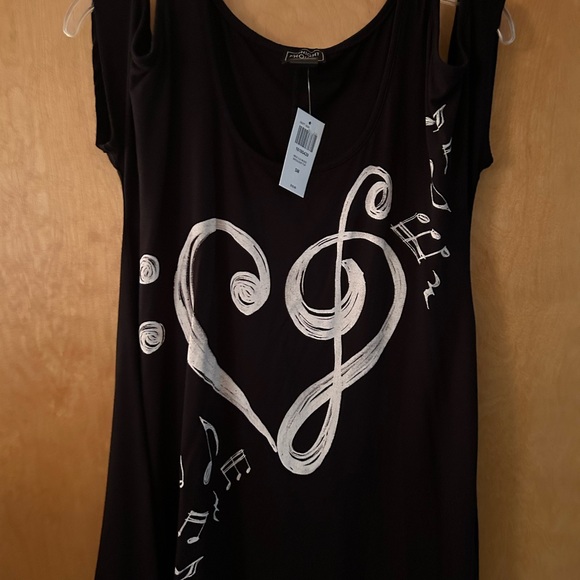 Hot Topic Music Notes & Clefs Cold Shoulder Girls Top NWT - Picture 2 of 8